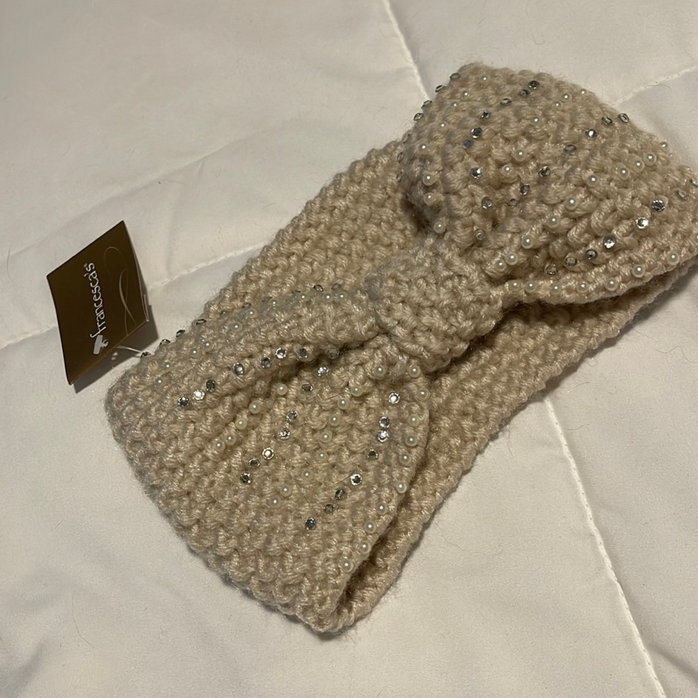Cream knit headband